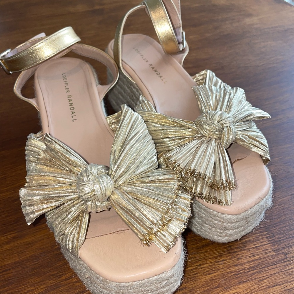 Loeffler Randall 
Posey Knotted Espadrille Platform Sandal In Gold